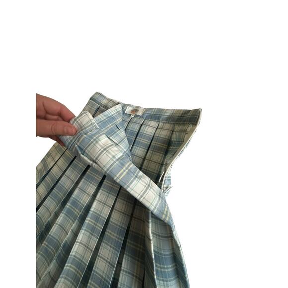 Soft Grunge Pleated Skirt CALI 1850 Light Academia Blue Plaid Size‎ S - Picture 3 of 6